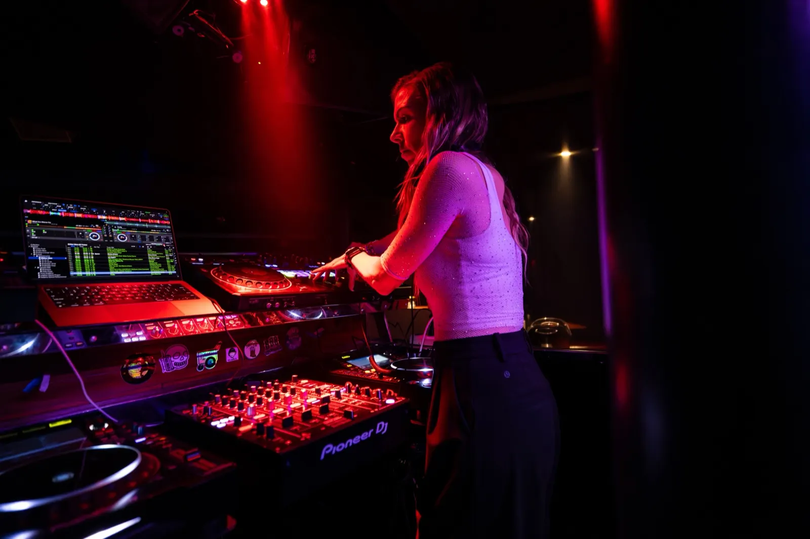 DJ Lyndsay Brown in the DJ booth at 1015 Folsom, San Francisco
